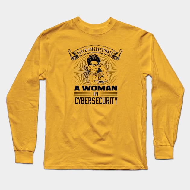 Never Underestimate a Woman in Cybersecurity Long Sleeve T-Shirt by DFIR Diva